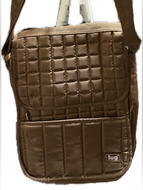 Lug Moped Quilted Crossbody Bag in a brown/taupe shade, likely "Walnut Brown".